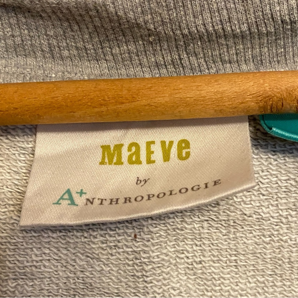 Anthropologie Maeve Embroidered Gray Cotton Knit Sweatshirt Size 1X - Picture 4 of 8